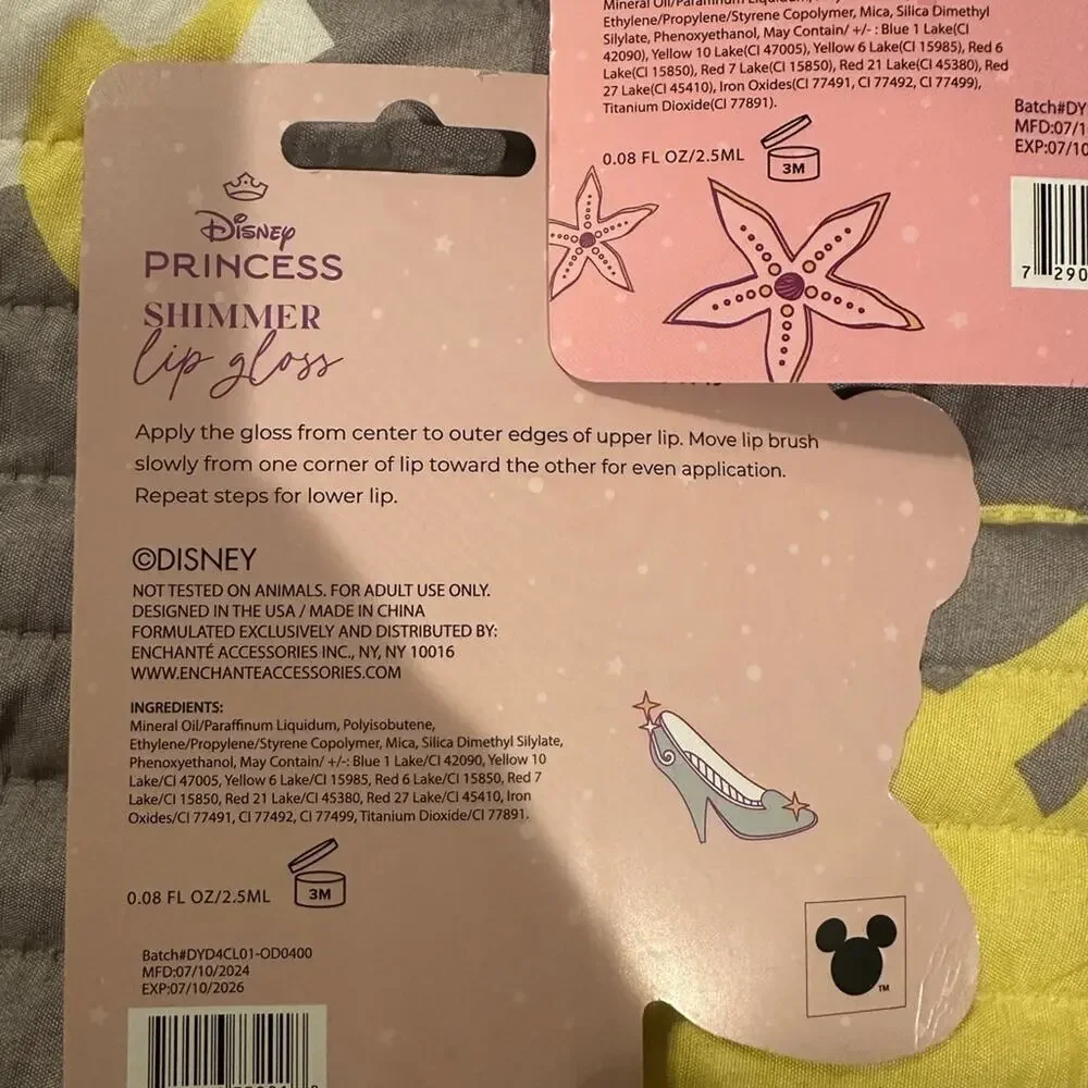 NIB Disney Princess Shimmer Lip Gloss SET Ariel & Cinderella